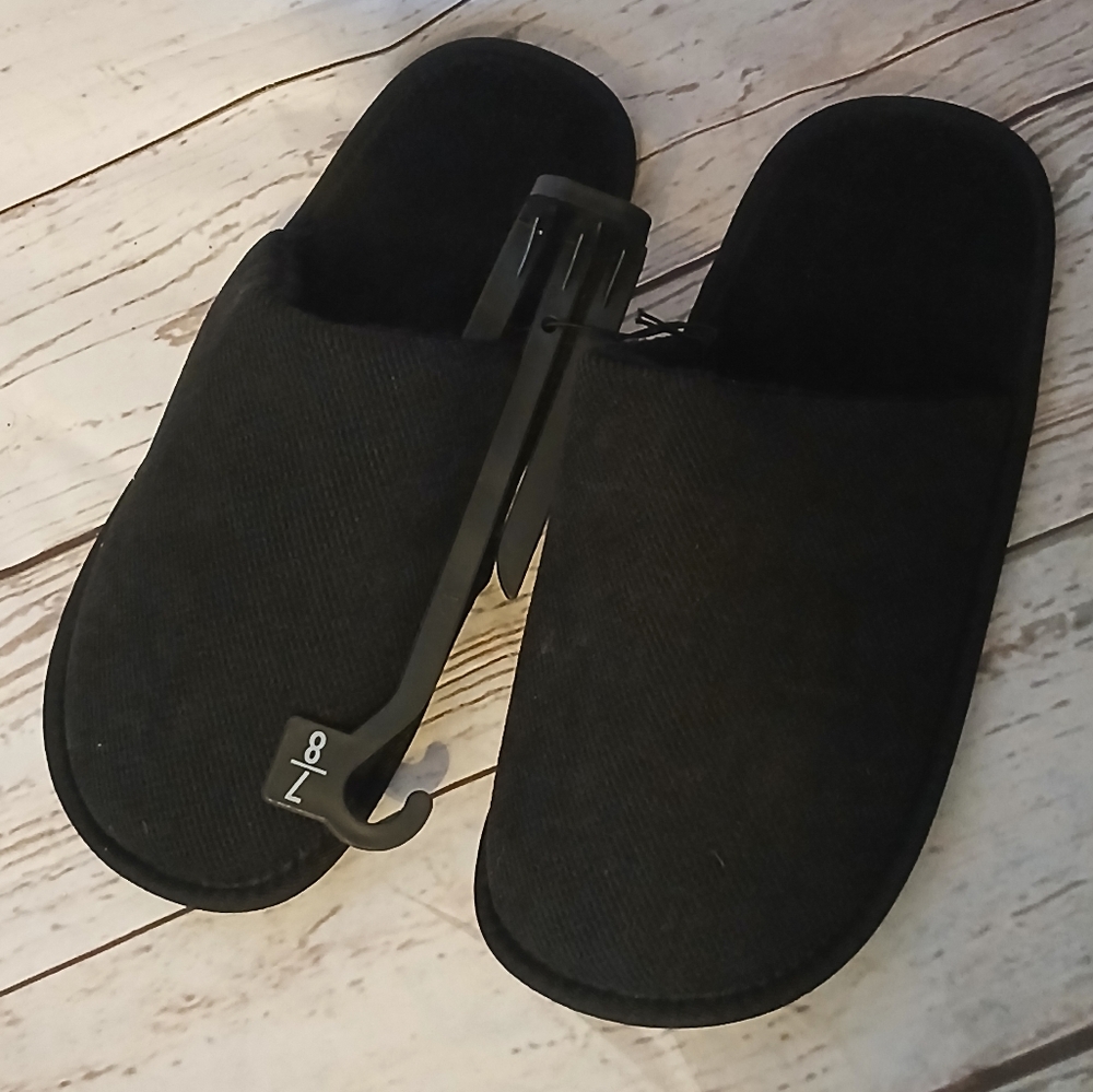 George men's OPP scuff slippers black size 7-8